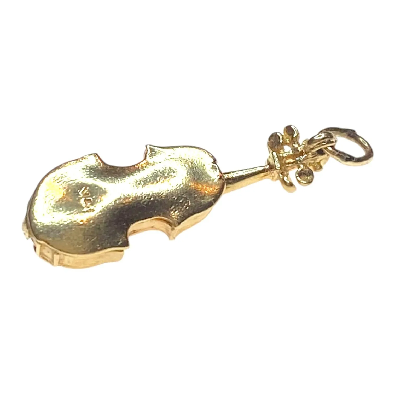 Vintage 14K Yellow Gold Violin Charm Pendant