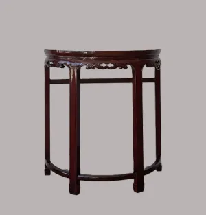 Vintage Chinese Demilune Red Lacquered Table