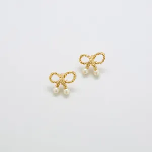 Vintage Richelieu Gold & Pearl Bow Earrings