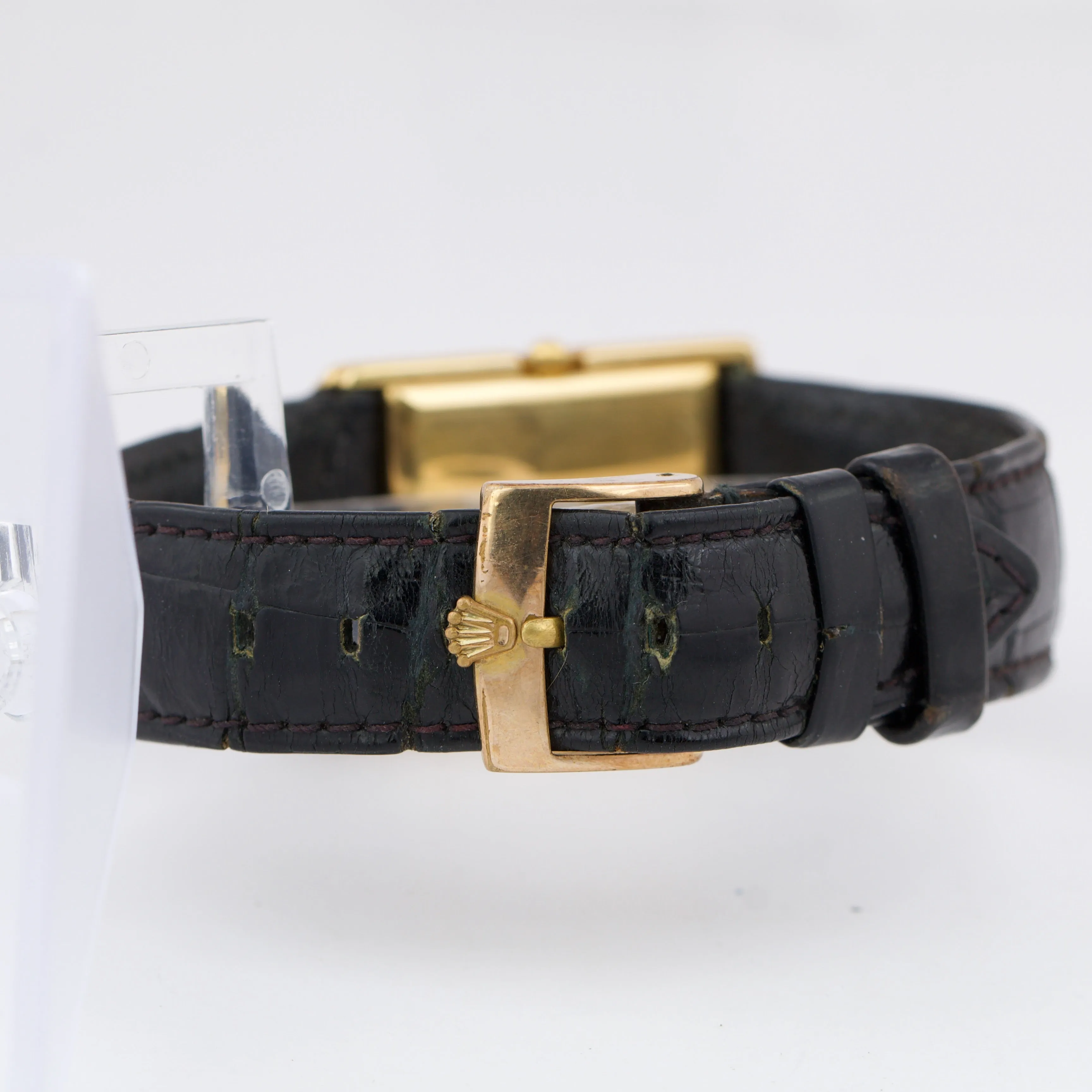 Vintage Rolex Cellini Classic White 18K Yellow Gold Leather Manual 4016 Watch