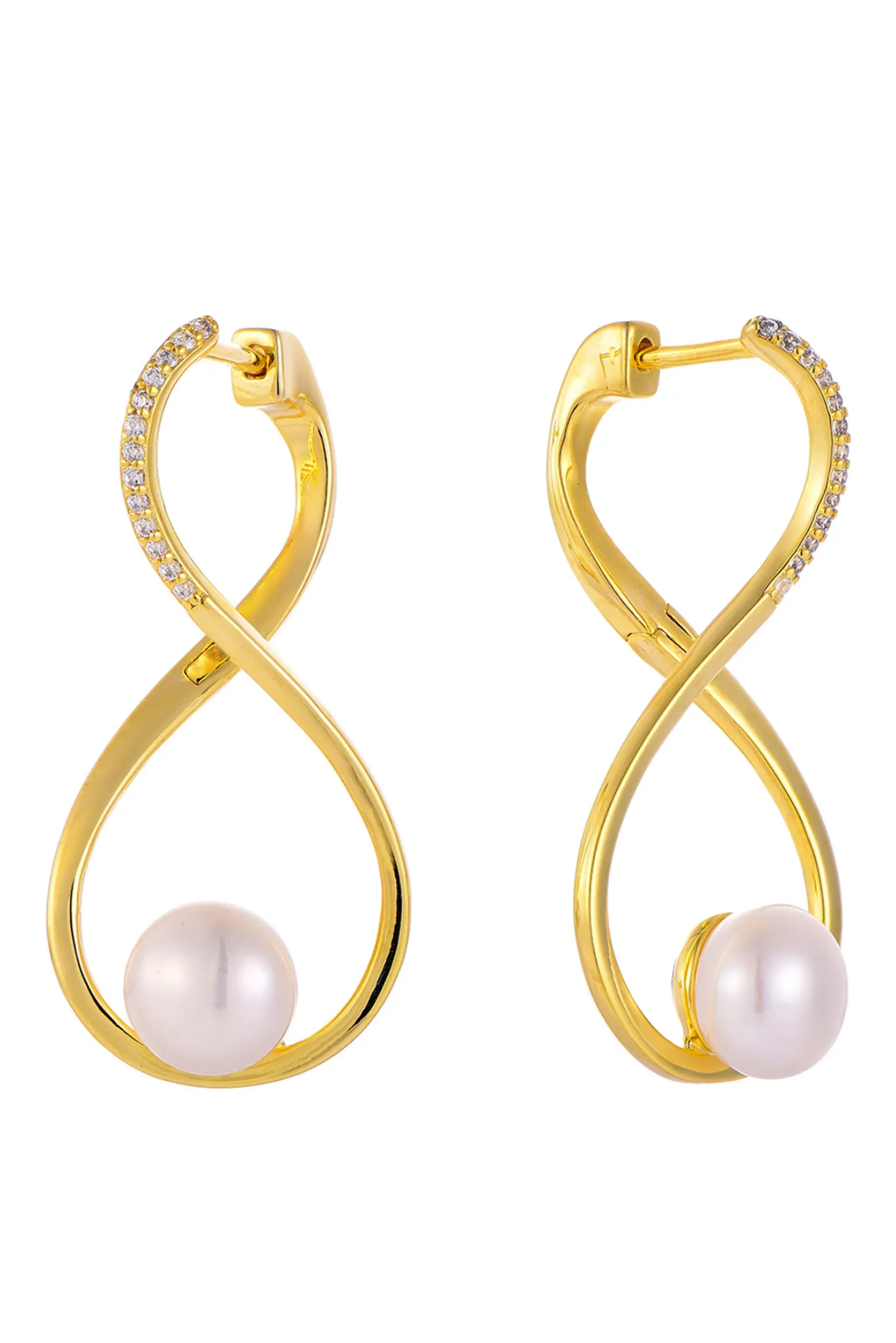 Waterproof Infinity Earrings with Pearl Hoop Earrings