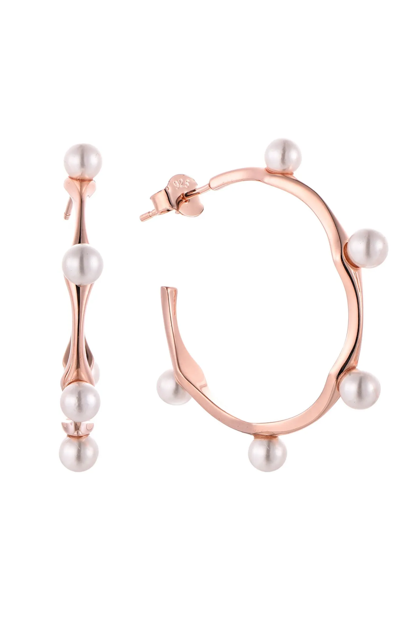Waterproof Pearl Beads Round Half Hoop Earring