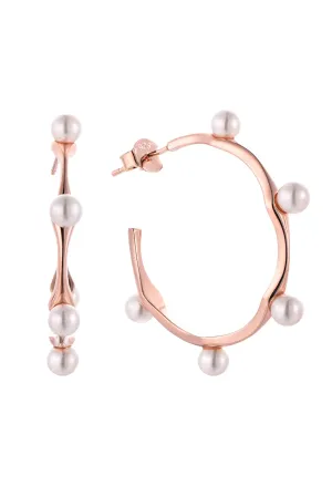 Waterproof Pearl Beads Round Half Hoop Earring