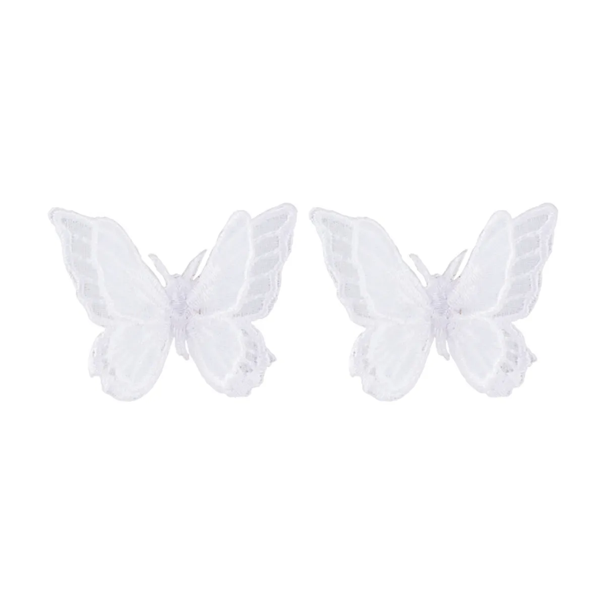 White Embroidered Butterfly Stud Earrings