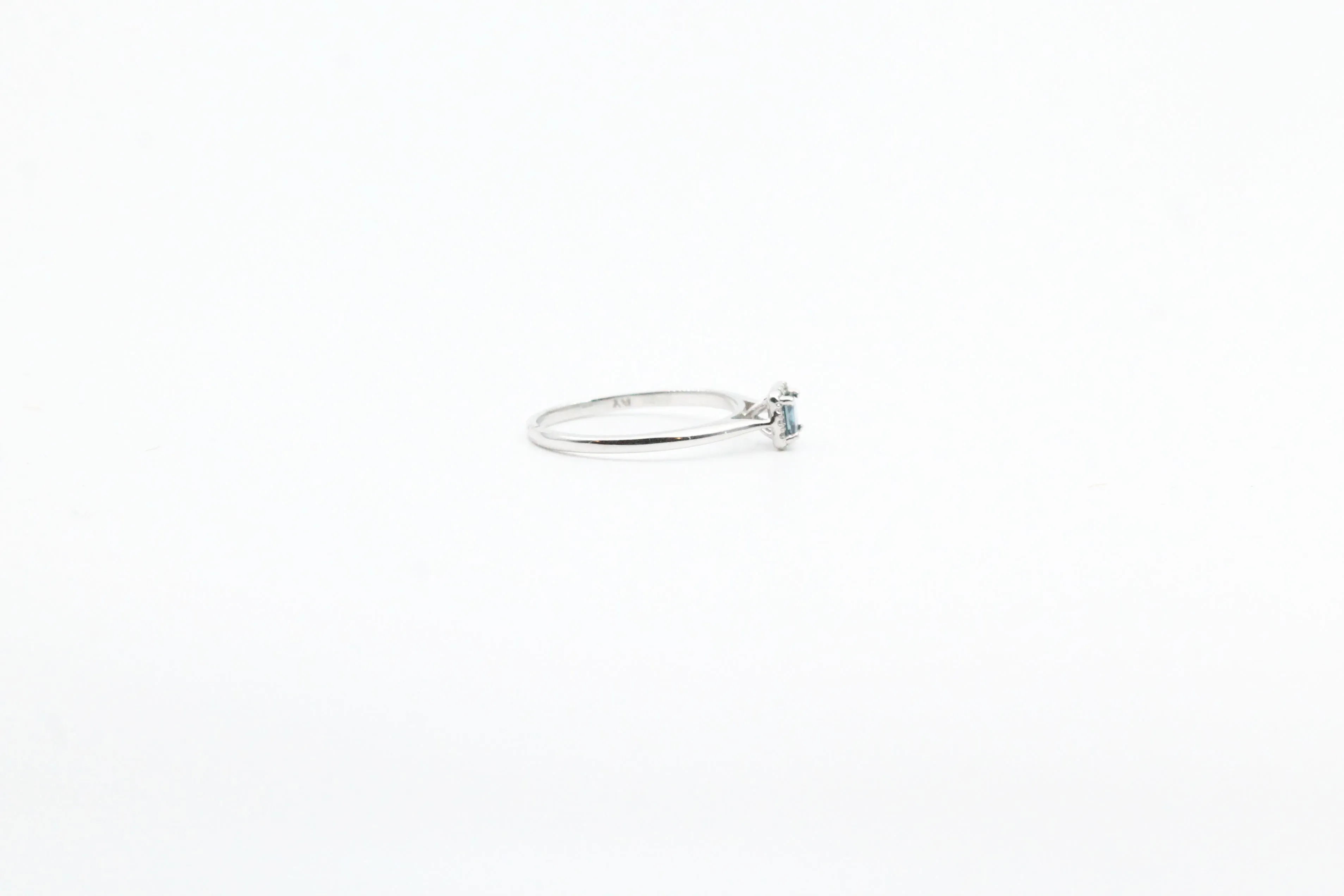 White Gold Sapphire Ring with Diamond Halo