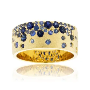 White Gold Satin Finish Flush Set Sapphire Ring