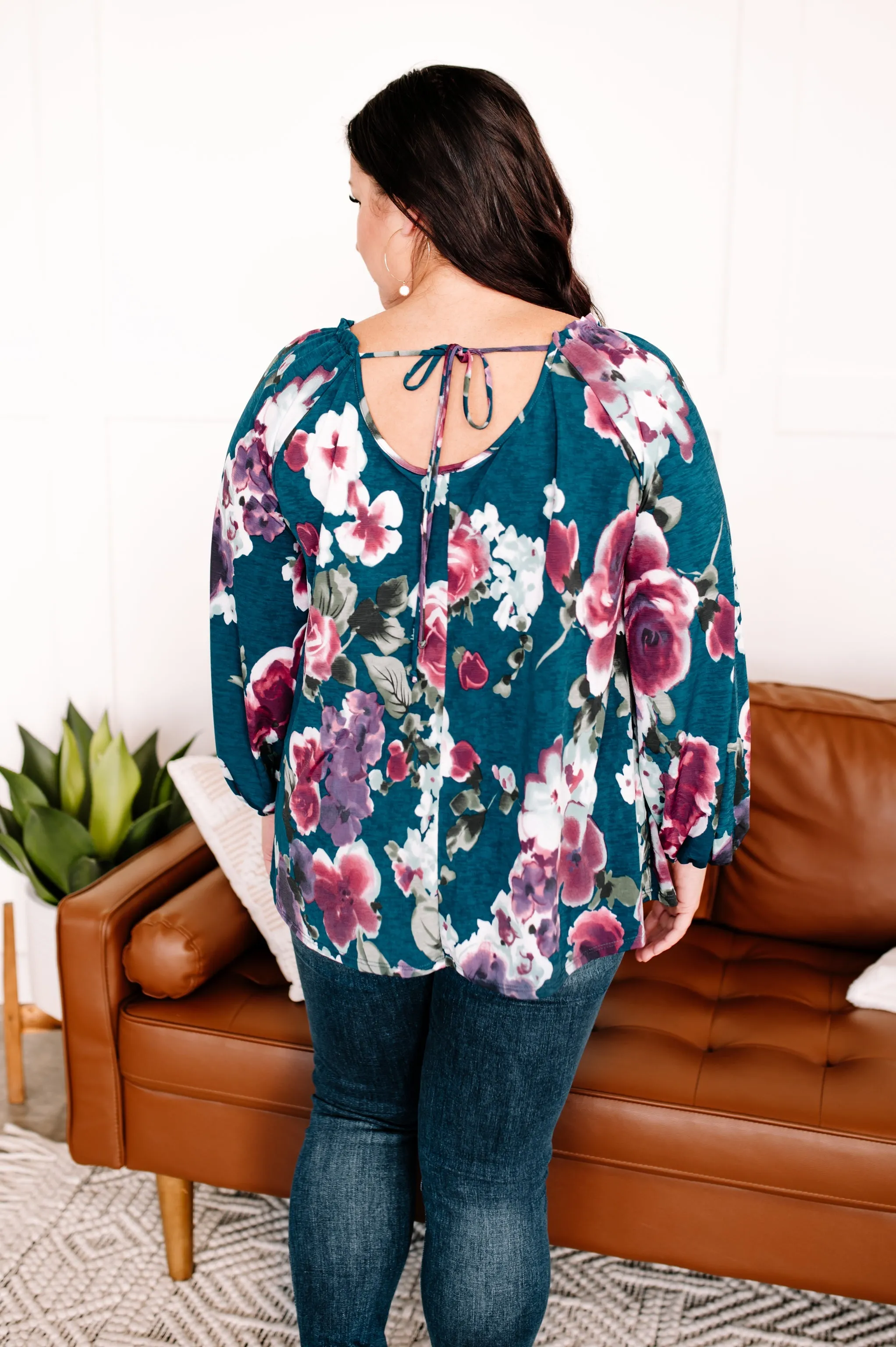Wild Whisper Teal Floral Blouse