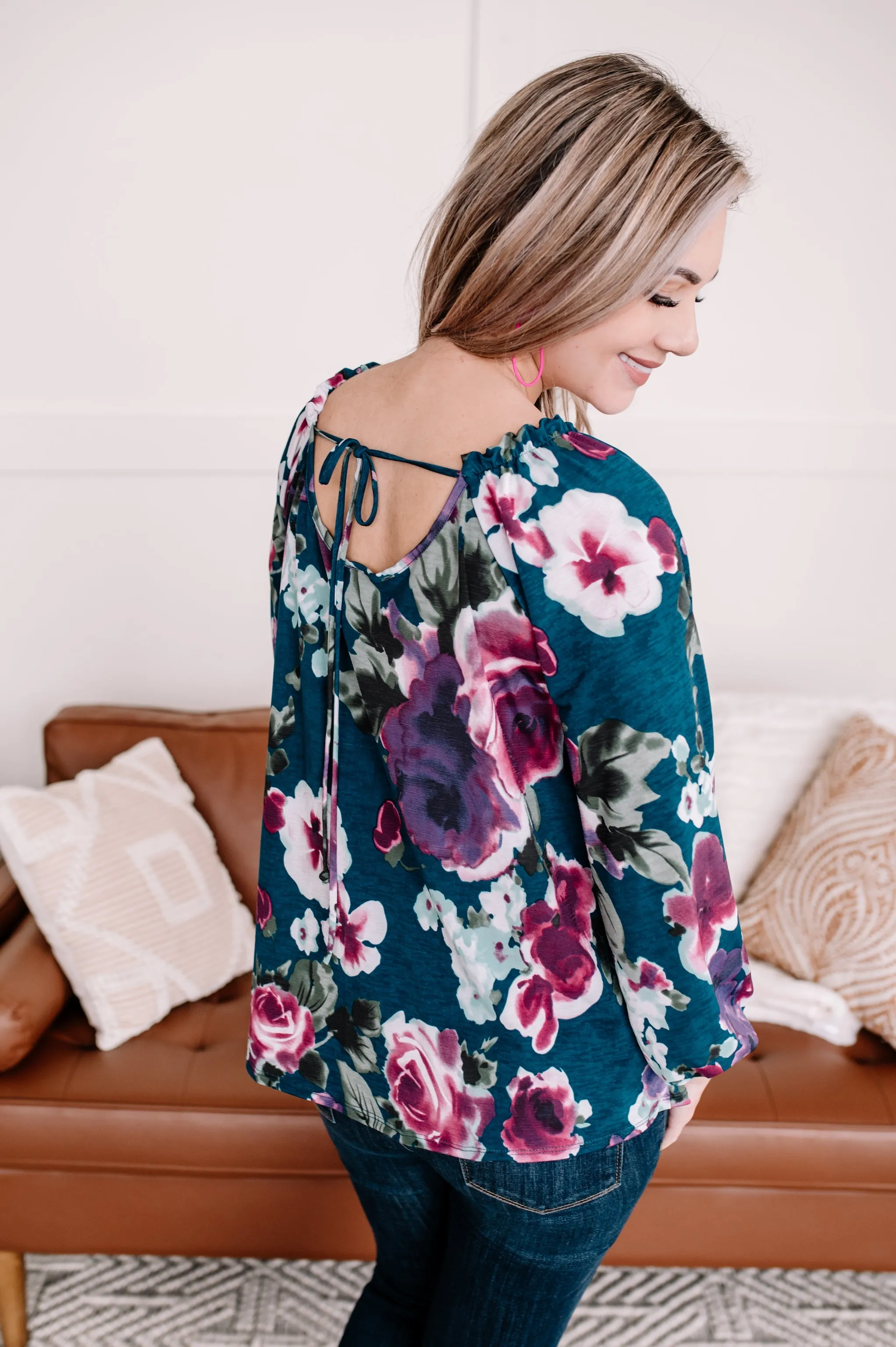 Wild Whisper Teal Floral Blouse