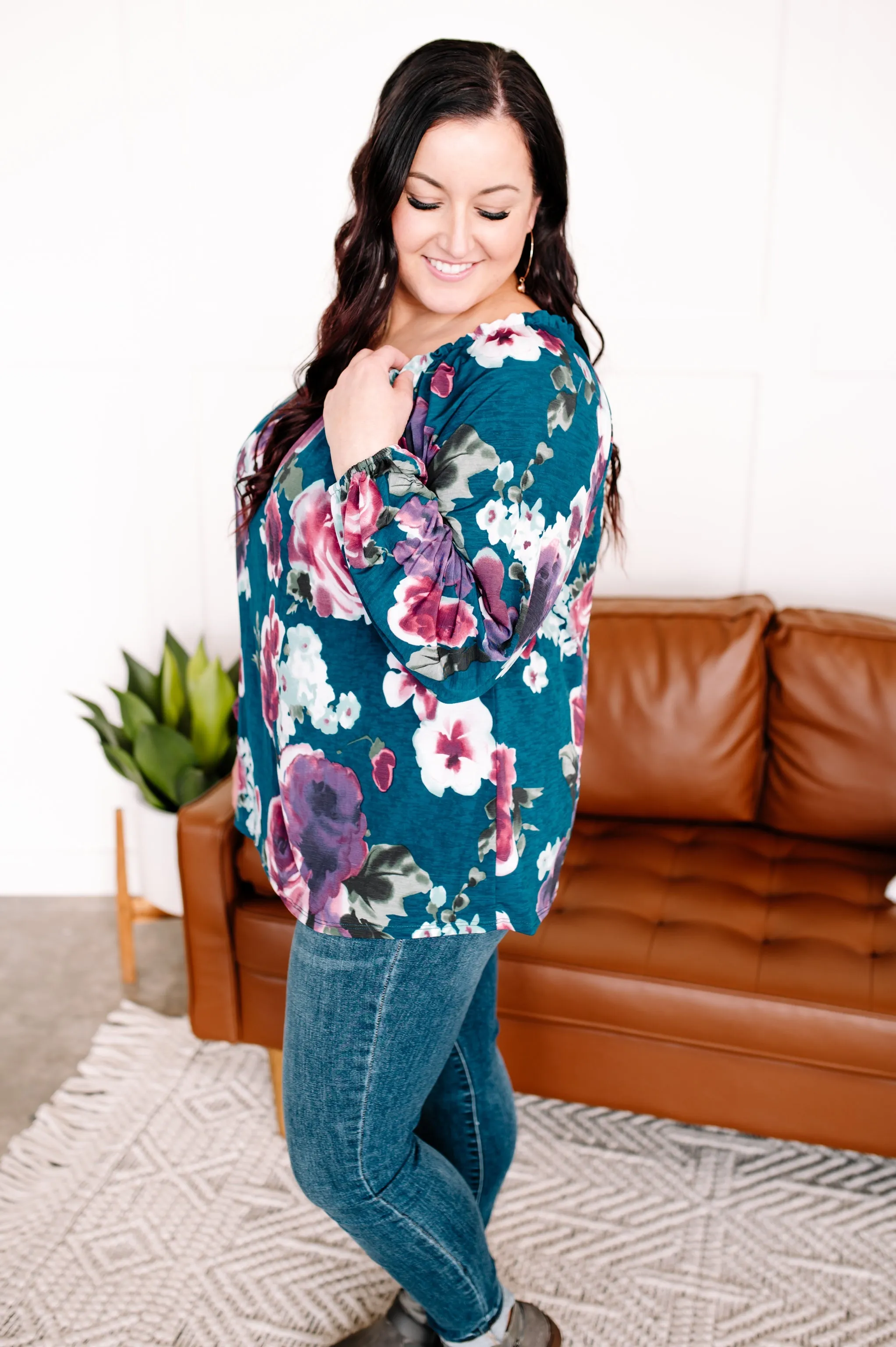 Wild Whisper Teal Floral Blouse