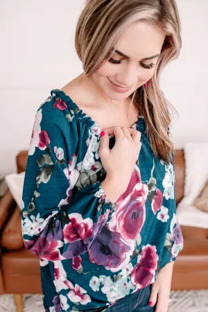 Wild Whisper Teal Floral Blouse