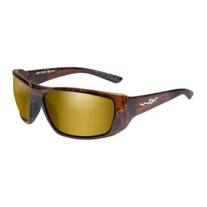 Wiley X Kobe Polarized Gold Mirror Lens Amber Hickory Brown Frame