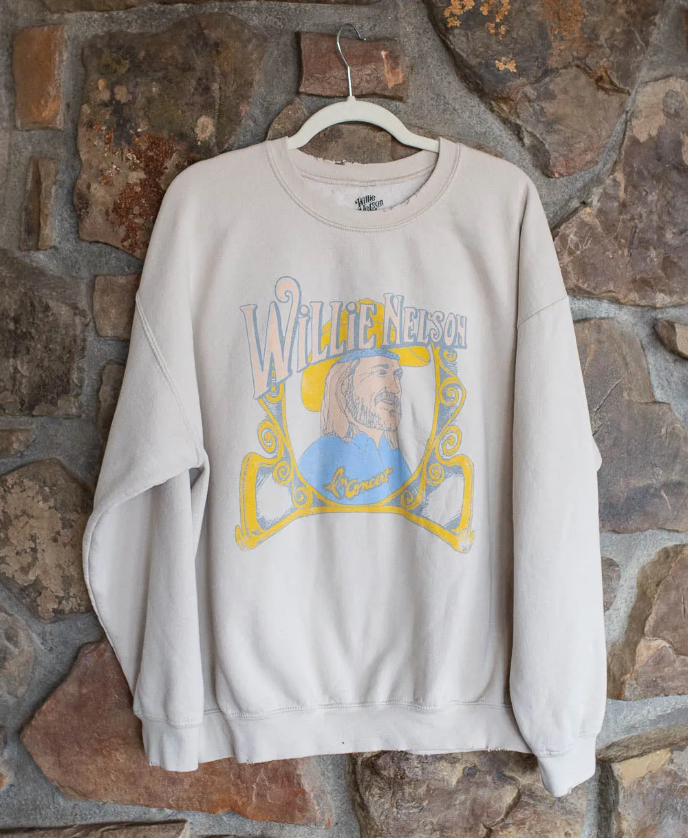 Willie Nelson In Concert Sand Thrifted Sweatshirt