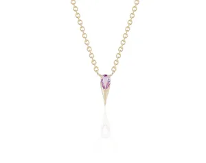 Yellow Gold Pear-Shaped Pink Sapphire Necklace