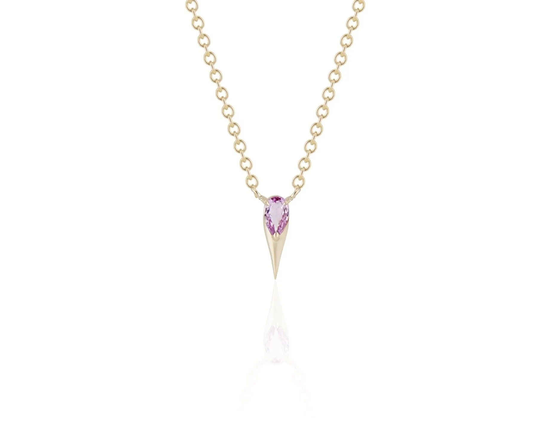 Yellow Gold Pear-Shaped Pink Sapphire Necklace
